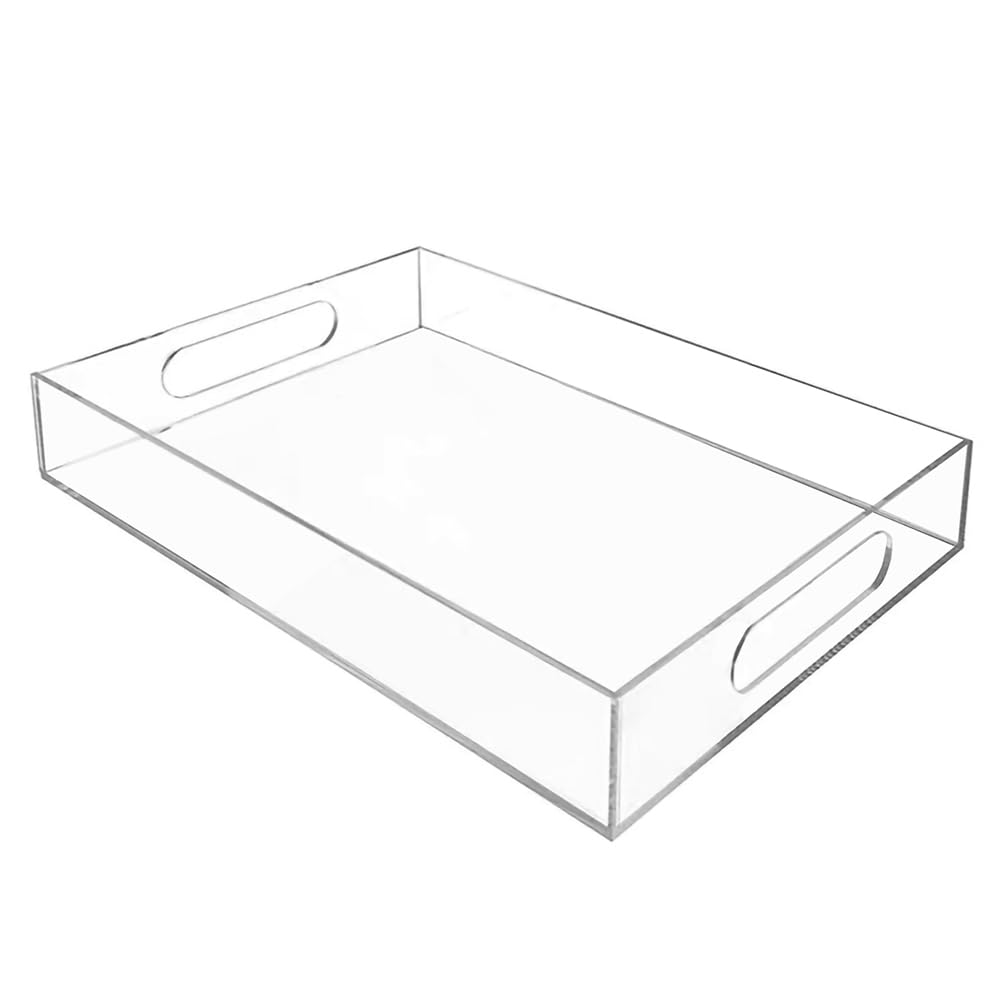 CTRLZS Acrylic Clear Tray Acrylic Serving Tray with Handles, Acrylic Snack Plate Multifunctional Storage Plate