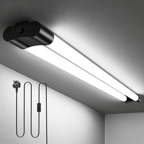 Ankishi 6500k Led Batten Light, 4FT, 40W Plug in Ceiling Light Led, 5000LM Workshop Lighting for Garage, Office, Bedroom, Living Room,Wall, Kitchen, Shed, Outdoor