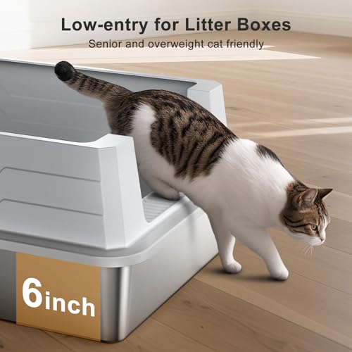 MIXJOY XXXL Stainless Steel Cat Litter Tray, Metal Cat Litter Box with 31cm High Sided, 71cm Extra Large Litter Box with Detachable Lid for Big Cats/Multiple Cats, with Litter Scoop, 71x51x31cm - Image 4