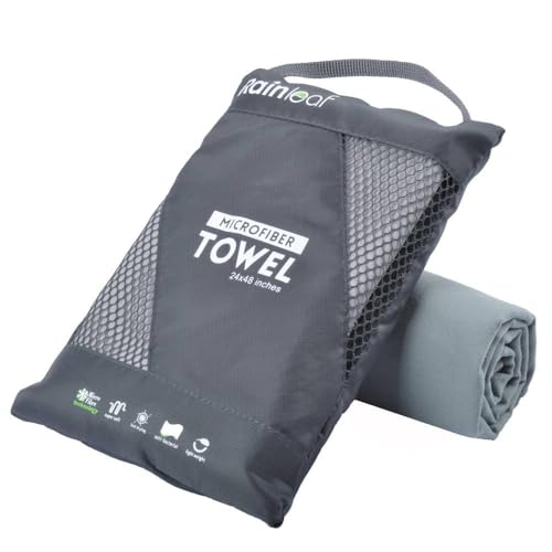 Image of Rainleaf Microfiber Towel Perfect Travel & Gym & Camping Towel. Quick Dry - Super Absorbent - Ultra Compact - Lightweight. Suitable for Trip, Beach, Shower, Backpacking, Pool