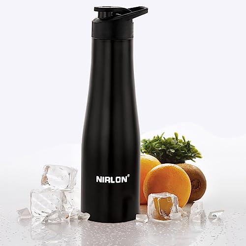 Image of NIRLON Stainless Steel Water Bottle Perfect for Office, Home & Travel | Leak-Proof|Set of 2 [Ozone 750ml & Tall Bell Flip Black 1000ml]