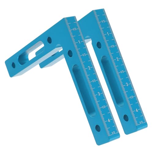 KICHOUSE 2pcs Carpentry Square Ruler 90 Degree Clamps Woodworking Cabinet Clamps Right Angle Clamps for Woodworking Clamping Square 90 Degree Positioning Squares Square Clamp Iron Blue
