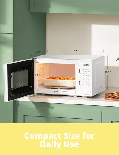 COMFEE CMO-C20M1WH Retro Microwave with 11 power levels, Fast Multi-stage Cooking, Turntable Reset Function Kitchen Timer, Speedy Cooking, Weight/Time Defrost, Memory function, Children Lock, 700W