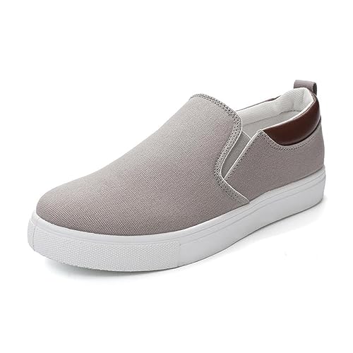 RZDYSQ Mens Slip on Shoes, Casual Canvas Shoes, Men Canvas Low top Shoes, Fashion Shoes with Comfortable and Breathable (Grey,US-10.5/11)
