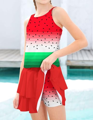 Image of ALISISTER Girls Tankini Swimsuit Two Piece Bathing Suits Summer Beach Swimwear with Shorts for 7-12 Years