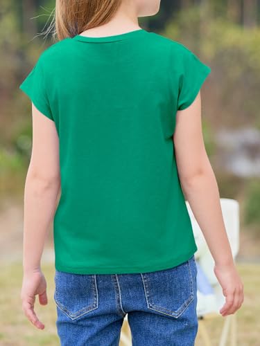Image of Imily Bela Girls Short Sleeve T Shirts Crew Neck Cap Sleeve Tank Tops Casual Loose Summer Shirt Kids 5-14 Years