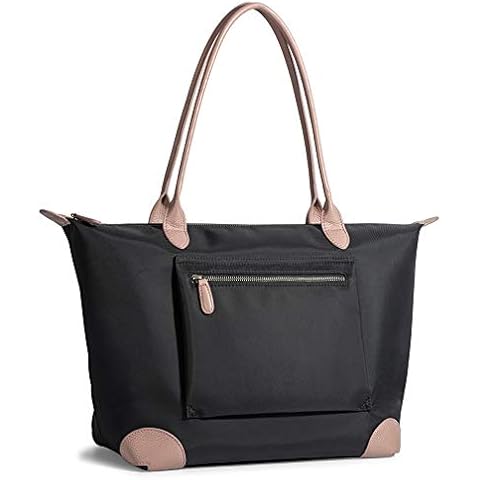DORIS&JACKY Tote Bag For Women Large Lightweight Designer Leather Nylon Work Shoulder Bag And Foldable Travel Purse Cover