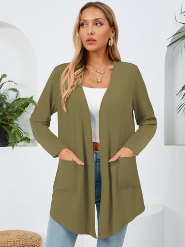 Image of Women's Lightweight Open Front Cardigans Casual Soft Drape Spring Summer Fall Cardigan S-3XL