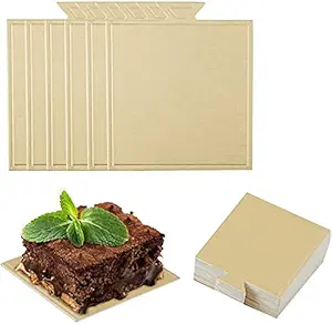 APSAMBR-50-Pack Black Cardboard Cake Base, Mini Cake Boards Multi Shape Paper Cupcake Dessert Tray, Cake Pastry Decorative Tools Kit for Party, Wedding, Catering, Restaurant (Square)