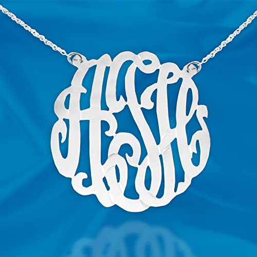 Generic Monogram Necklace - 1.5 Inch Sterling Silver Monogram Necklace thumb #5