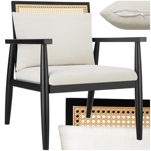 tectake® Lounge Sessel, Stuhl mit Wiener Geflecht Dekoration,...