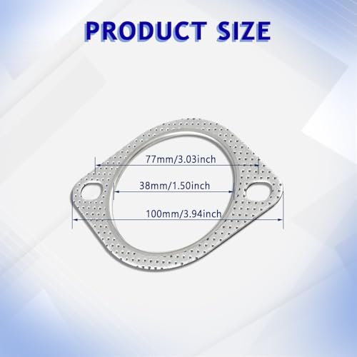Image of 2PCS Car Exhaust Gasket, Engine Exhaust Gasket, Standard Exhaust Manifold Gaskets, Reinforced High Temperature Flange Gaskets Car Accessories Universal Fit Most Vehicles