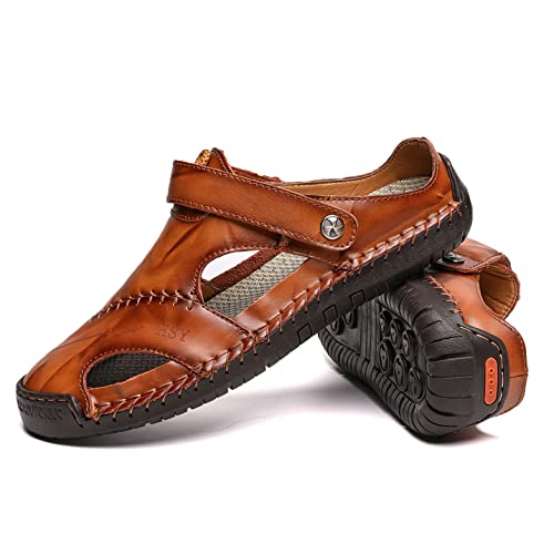 baobeijiadao Men's Outdoor Fisherman Shoes Closed Toe Handmade Leather Sandals Summer Slippers Sandal Walking Shoe2