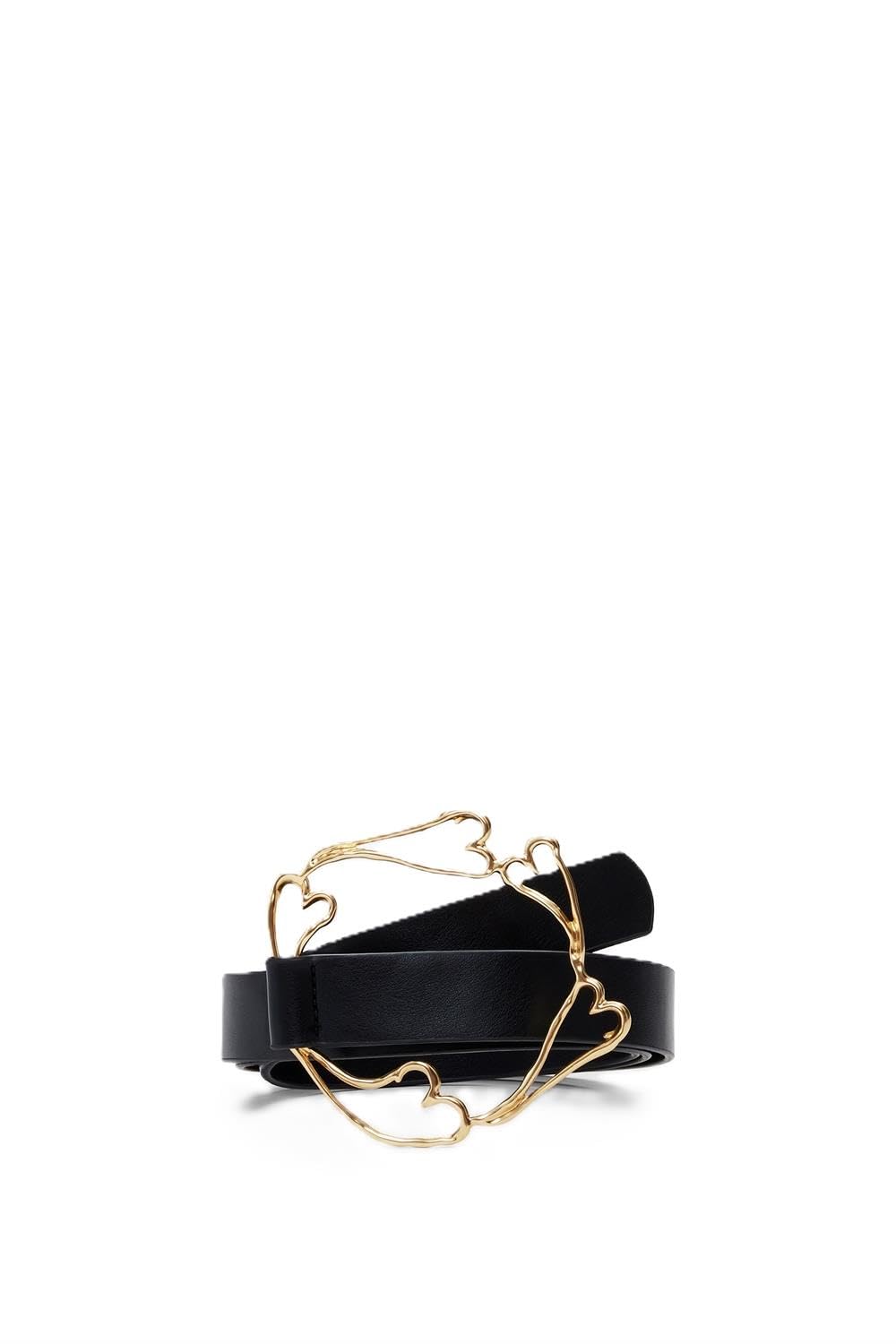 Desigual Damen Belt_zalio Hearts_Leather Gürtel, schwarz/weiß, One Size