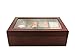 The Bamboo Leaf Wooden Tea Box Storage Chest, 8 Compartments w/Glass Window (Cherrywood)