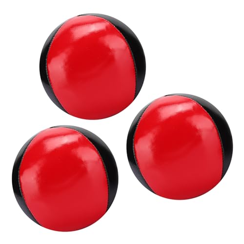 Aramox Red Black 6.3cm 3PCS PU Leather Juggling Ball Lightweight Portable for Professional Performance