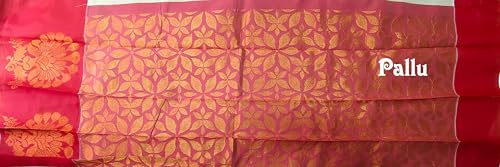 Image of VFCollections Women's Kanchipuram Silk Bridal Pure Pattu Cream White Sarees With Blouse