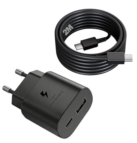 Caricabatteria USB C 25W, adaptatore di alimentatore caricabatterie rapido per iPhone 17/16/15/Pro Max Plus, Samsung Galaxy Tab S11, S10,A11+,A9+,A9,A8 Ultra/FE/Lite,con cavo di caricamento da 2m
