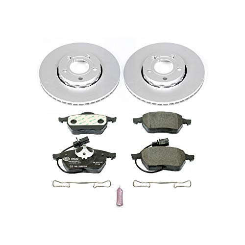 Image of PowerStop Euro-Stop Fully Coated Front Brake Kit For Audi A4 1999-04 |A4 2006 |A4 Quattro 1999-06 |A6 1998-01 |A6 Quattro 1998-01 - ECE-R90 Certified Brake Pads + Disc Rotor Upgrade, ESK528