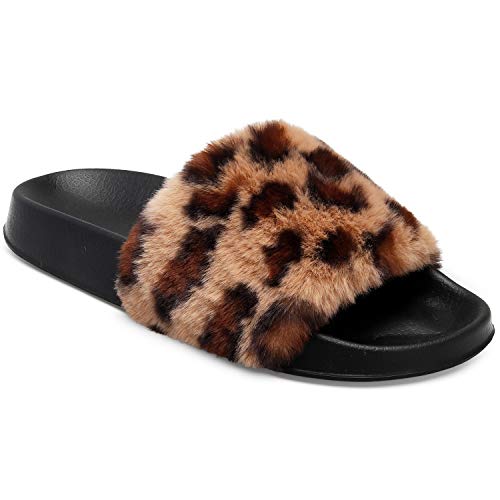 Image of Spesoul Slides for Women Womens Slippers Fur Fuzzy Fluffy for House Bedroom