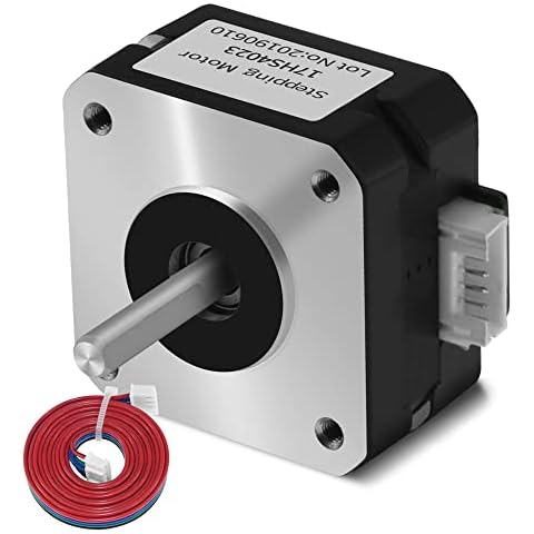MMOBIEL Nema 17 Stepper Motor Bipolar (17HS4023) 1.8 Degree 4.1V 1A 13Ncm (18.4oz.in) Incl. 1m / 3ft Cable Cover