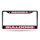 Rico Industries NCAA Georgia Bulldogs Black Black Laser Cut Chrome Frame 12' x 6' 12' x 6' Black Laser Cut Chrome Frame - Car/Truck/SUV Automobile Accessory