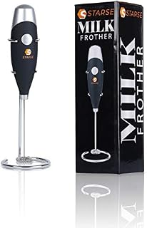 Starse Milk Frother Foam Maker Battery Operated with Stainless Steel Stand Included For