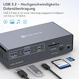 Przełącznik KVM USB-C z dokiem 14 w 1, 4K 120 Hz, 2 monitory, 2 komputery, zasilanie 100W PD, DisplayPort, do laptopa i komputera stacjonarnego