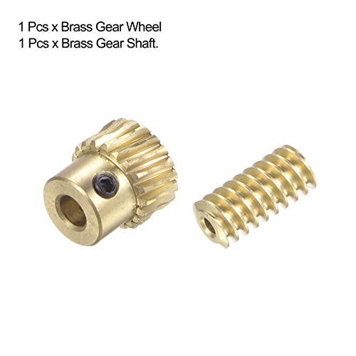 Image of HARFINGTON Worm Gear Set Brass 0.5 Modulus 20T 20:1 Reduction Rate 3mm Hole Diameter Right Rotate Drive Gear Box Wheel Shaft Kits