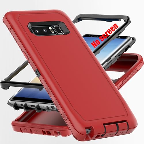 AYMECL for Note 8 Case,[Military Grade] 3 in 1 Heavy Duty Full Body Shockproof Protection Phone Case for Samsung Galaxy Note 8 6.3 inch,Black+Red