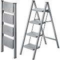 XinSunho 4 Step Ladder, Lightweight Folding Step Stool with Anti-Slip Wide Pedal, Portable Sturdy Steel Ladder 4 Steps, 330lbs Safety Kitchen & Household Ladder