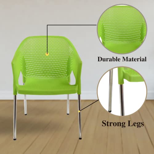 Image of ITALICA Plasteel Arm Chair for Home, Office, Living Room /Matte Finish Plastic Outdoor Chair /Patio Chairs for Balcony | Suitable for Indoor & Outdoor (1209, Green, Set of 1 Chair)