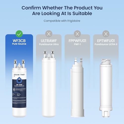 Image of GLACIER FRESH WF3CB Refrigerator Water Filter Replacement for PureSource 3, 706465, WF425, PS3412266, AP4567491, 242017800 Refrigerator Water Filter, Pack of 1