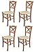 Tommychairs - Set 4 chaises Cross pour Cuisine, Bar et Salle à Manger, Robuste Structure en Bois de hêtre peindré en Couleur Cerisier et Assise rembourrée et revêtue en Cuir Artificiel Couleur Ivoire