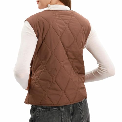 Amazhiyu Women's Lightweight Quilted Puffer Vest Sleeveless Button Padded Gilet3