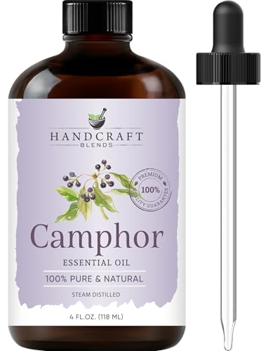 Handcraft Blends Camphor Essential Oil Huge 4 Fl Oz 100% Pure and Natural Premium Grade Essential Oil for Diffuser and Aromatherapy Skin Massage Candle and Soap Making Fragrance