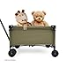 509 Crew: Little Wagon - Khaki - Folding Pull-Along Cart, Adjustable Handle, Canvas-Metal Frame, Transport Toys-Dolls-Stuffed Animals, Kids 3+