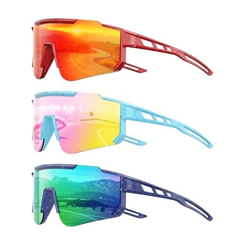 Kids Polarized Baseball Sunglasses - Youth Softball Cycling Sports Sunglasses for Boys Girls Ages 3-12 UV Protection A09-red/Pink/Green