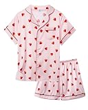 Cheerful Mario Satin Schlafanzug Mädchen Kinder Kurz Langarm Pyjama Set Dünnen Und Glatt wie Seide Rosa-C 152