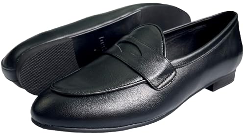 Image of Justar Women's Leather Penny Loafers Slip on Dress Flats Shoes for Women
