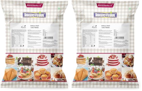 Image of Bakersveggie Eggless Cake Premix, 1Kg (Vanilla Fruit Cake Premix) (Pack of 2)