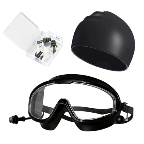Rxdcob Swimming Goggles, Adjustable Swim Goggles & Swim Cap & Nose Clip, HD Lenses, Leak-proof, Fog-proof, For adults