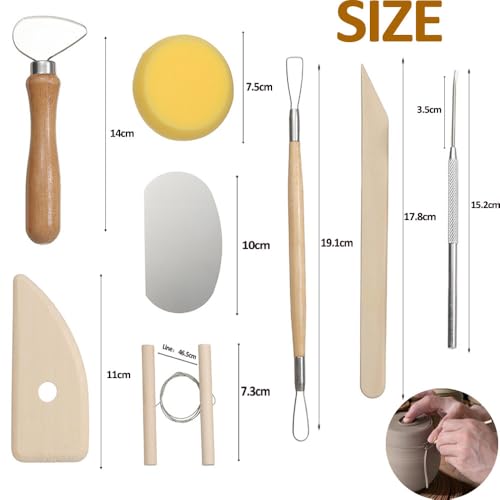 12 Pcs Ceramic Clay Tools Set Air Dry Metal Polymer Clay Tool Plastic Modeling Tools Wooden Pottery Clay Sculpting Tools Carving for Beginners - Image 2