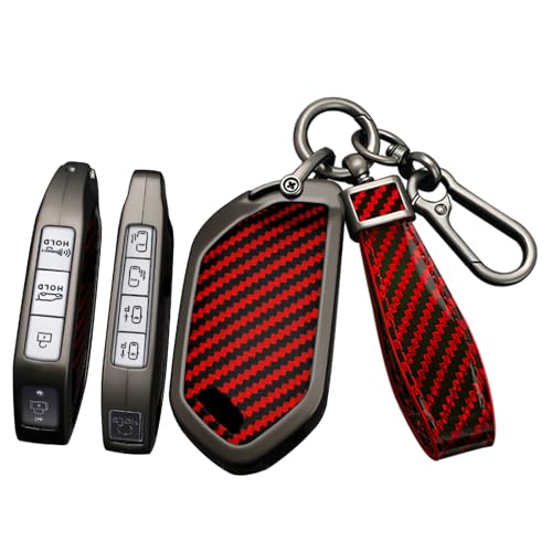 Coque de clé Kia Telluride effet carbone rouge protection luxe
