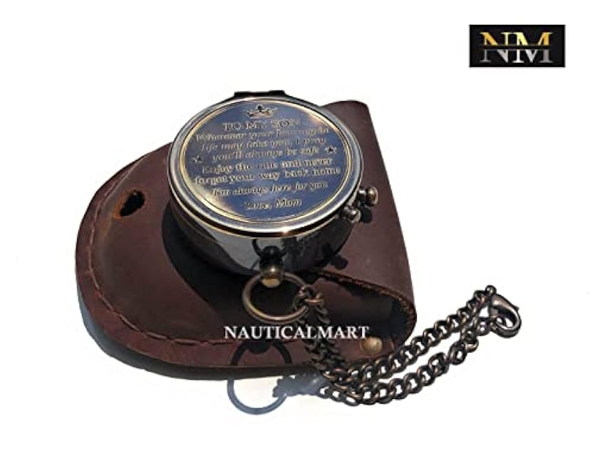 Engraved Brass Compass Gift to My Son/to My Daughter Be Strong Our Son/Our Daughter Nautical Gift for Son/Daughter from Dad//A Perfect and Unique Gift with Leather Case (to My Son - Mom)