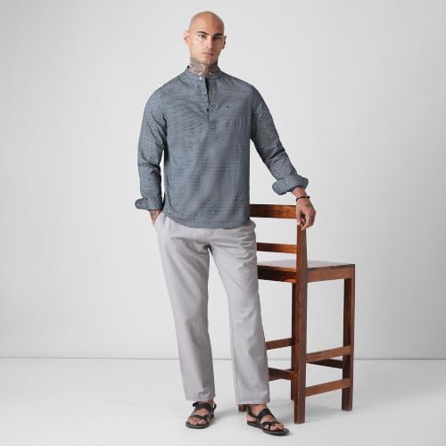 Image of BLUE BUDDHA Men's Printed Cotton Shirt | Tailored Fit Full Sleeve Casual Shirt for Men | Summer Office Casual Shirt