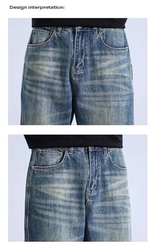 Men's Stretch Jeans Cotton Quality Soft Loose Wide Pants Elastic Waist Casual Denim Trousers3