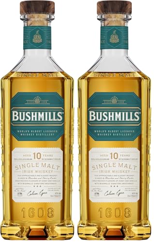 Bushmills 10 Years Old Single Malt Irish Whiskey (1 x 0,7 l) - dreifach destillierter 100% Malt...