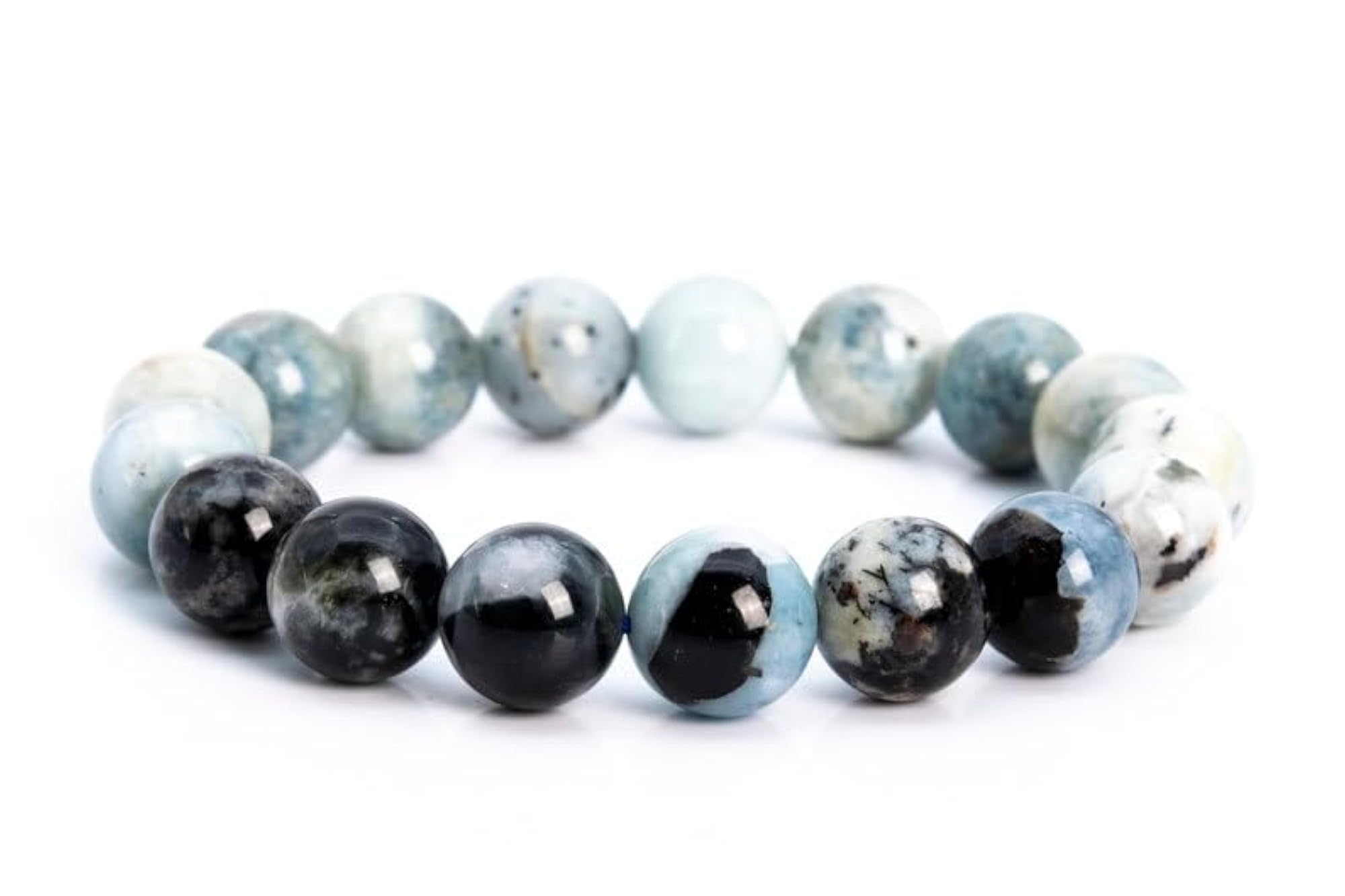 Natural Multi Aquamarine 12mm Round Bead Stretchable Bracelet, Unisex Gift