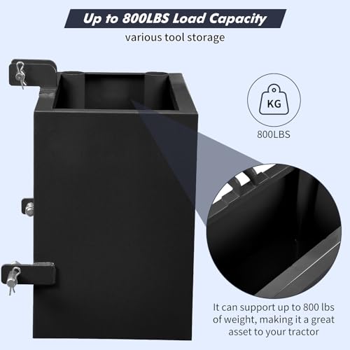 Image of Garvee Ballast Box 3 Point Category 1 Tractor, 800 LBS Capacity Ballast with 2 in Hitch Receiver, Fits Category 1 Tractor Attachment, Black